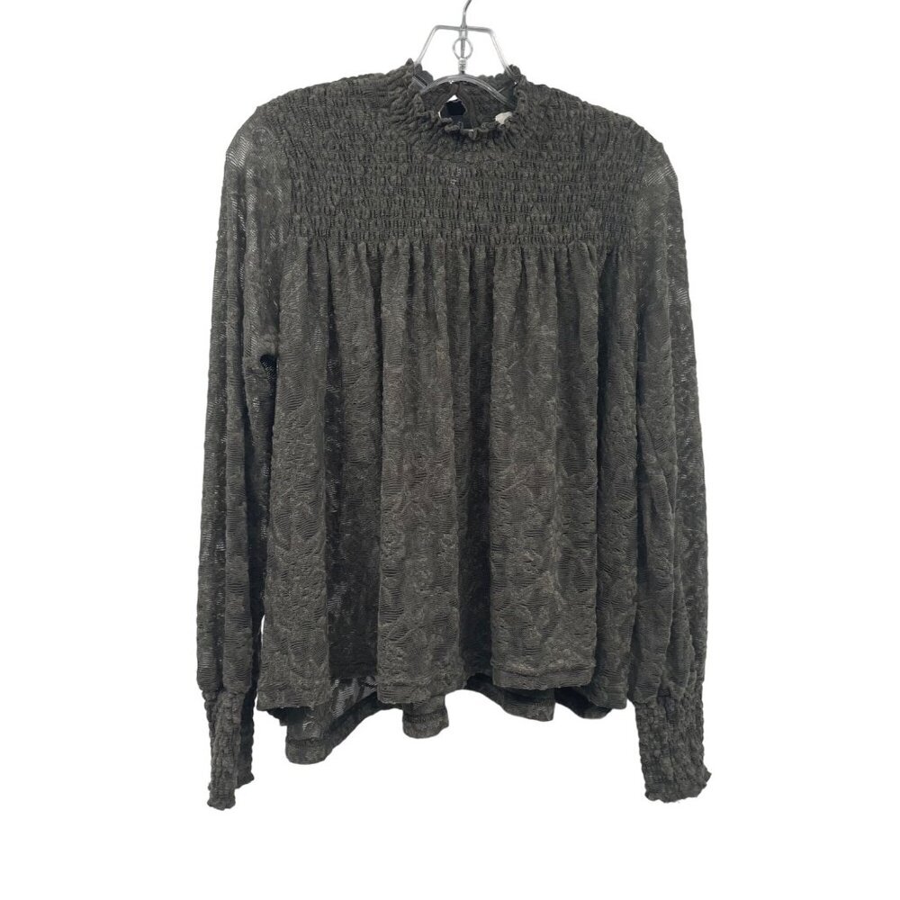 Deletta Olive Green Smocked Blouse